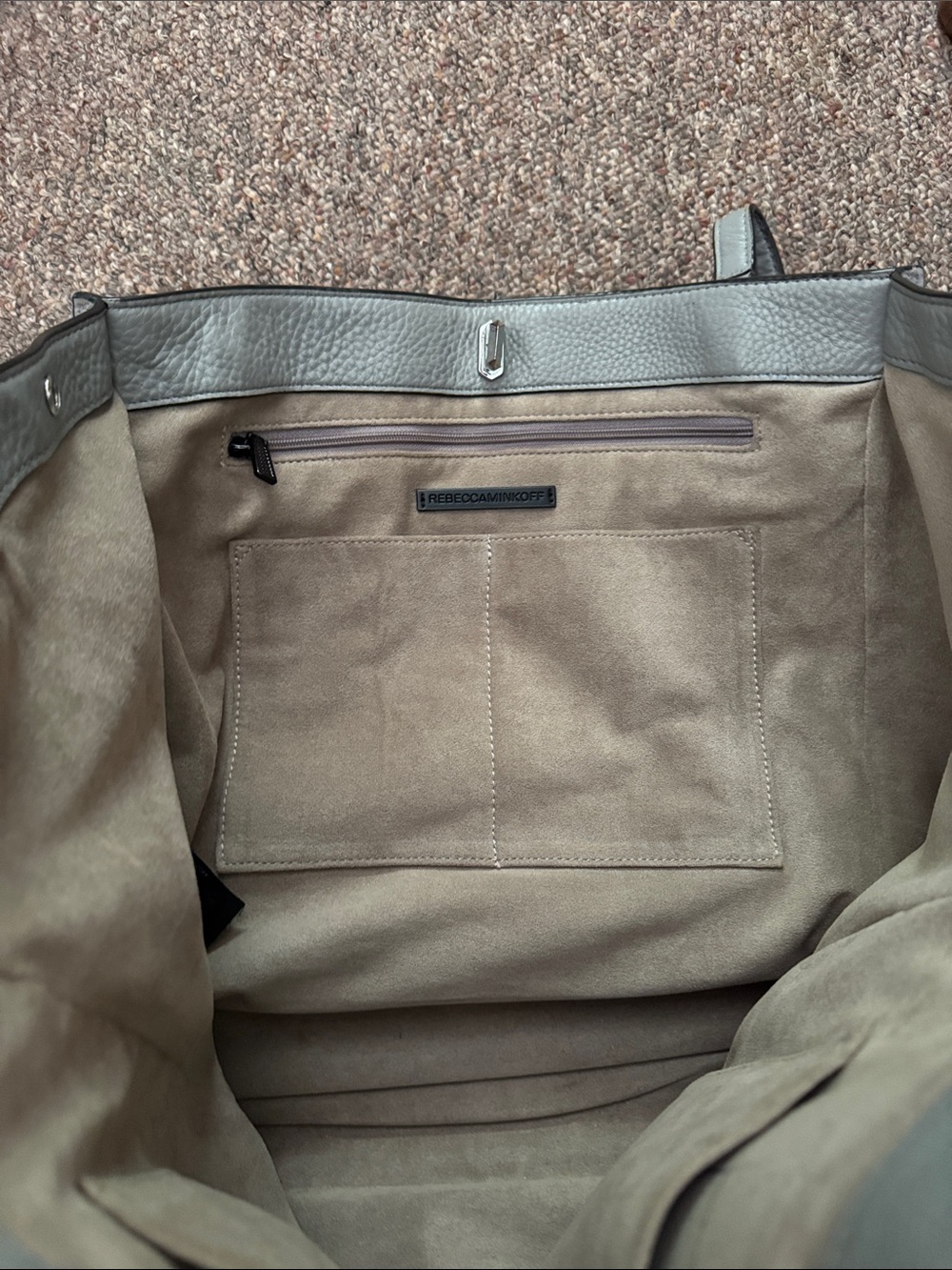 Rebecca Minkoff Gray Pebbled Leather Tote with Stud Trim - Picture 6 of 10